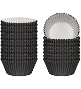 SKIDEC Standard Cupcake Liners 300 Count Black Paper Baking Cups Disposable Cupcake Wrappers for ...