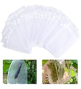 100 Pcs Penetrating Light Fruit Protection Bags- 8x12 Inch Organza Fruit Netting Barrier Bags,Gar...