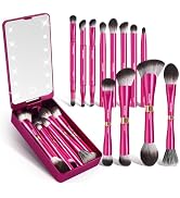 MAANGE Makeup Brushes Premium Synthetic Makeup Brush Set with LED Light Mirror