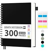 AHGXG Graph Paper Notebook, 300 Pages Spiral Notebook Journal 7.6" x 10", B5 Large Grid Paper Not...