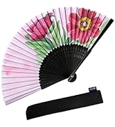 Salutto Handheld Floral Pattern Fabric Fans Summer Cools Perfect for Weddings, Parties and Church...