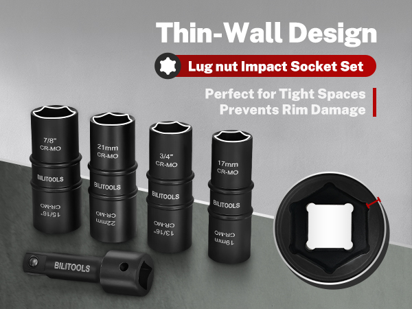 Thin Wall Lug Nut Socket Set