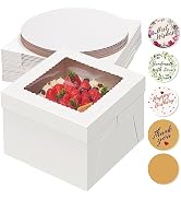 Kootek 20pcs Cake Boxes with Cake Boards (10 Boxes & 10 Boards), 10x10x8 Inches White Bakery Box ...