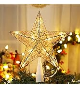 BrizLabs Christmas Tree Topper Lights, 9“ Plug in Christmas Star Treetop Lights, UL Certified 10 ...