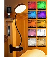 Clip on Light,10 RGB Colors+10 Brightness Clip on Desk Lamp with Clamp, 500 Lumen Bright 72 LED D...
