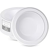 realluck 50pc Disposable Soup Bowls With Silver Rim,12oz Disposable Soup Bowls,Disposable Soup De...