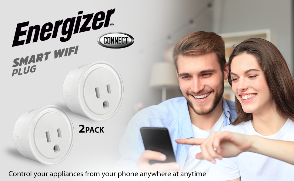 Energizer, Energizer Smart Wi-Fi Plug, Smart Wi-Fi Plug 2-Pack, Smart Plugs, Wi-Fi Plugs,
