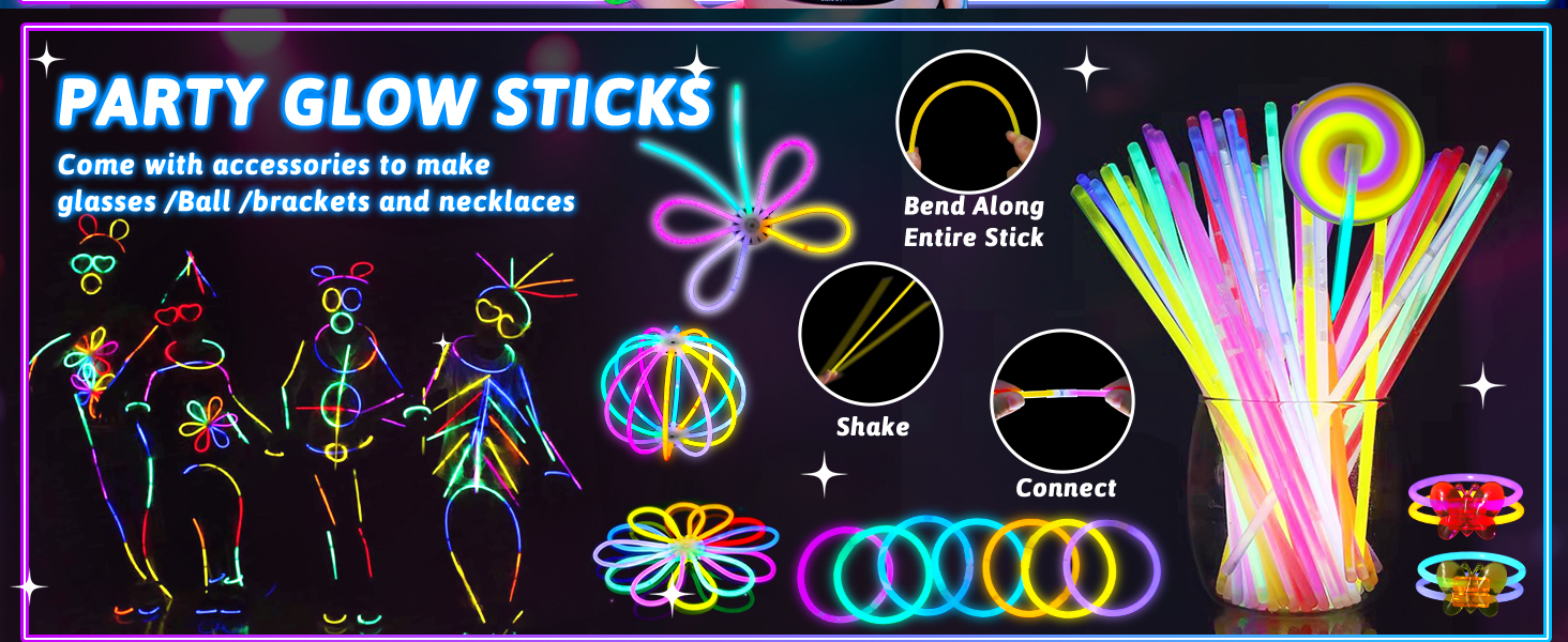 4th of July Glow Sticks Bulk Party Pack