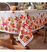 ARTABLE Harvest Festival Fall Printed Tablecloth Autumn Pumpkin Maple Leaves Thanksgiving for For...