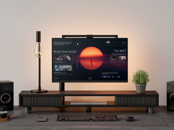 monitor stand with sliding door