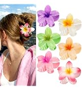 BAISEN 6 pcs Color Flower Hair Clips,3.14 inches Large Hawaiian Flower Claw Clip for Women,Beach ...