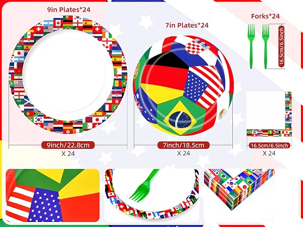Bymugo 96 Pieces Soccer Party Tableware Set