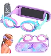 Vvinca Kids Swim Goggles with Fabric Strap No Tangle Pain-Free, Anti-Fog Swimming Pool Goggle No ...