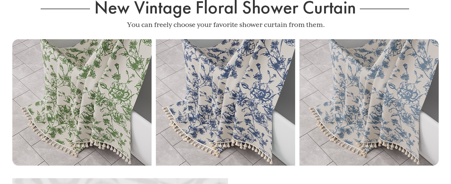 AmazerBath Sage Green Floral Shower Curtain
