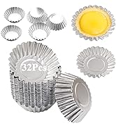 Xstronq Egg Tart Molds 32Pack Tart Pan 2.75inch, Mini Tart Tins Aluminium Mini Tart Pans for Baki...