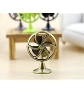 Brass Table Fan Dollhouse Decoration Accessories, 1:12 Dollhouse Miniature Scene Model Table Fan ...