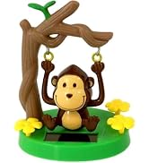 Solar Powered Dancing Monkey, Solar Monkey Swinging Animated Bobble Dancer Solar Powered, Solar C...