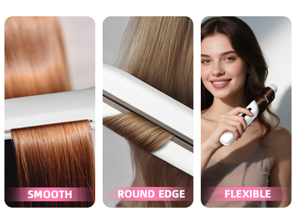 The cordless hair flat iron delivers smooth and flexible stylings