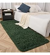 Zedrew Deep Green Runner Area Rugs for Bedroom Living Room, 2x4 Feet Fluffy Bedside Rugs, Soft Sh...
