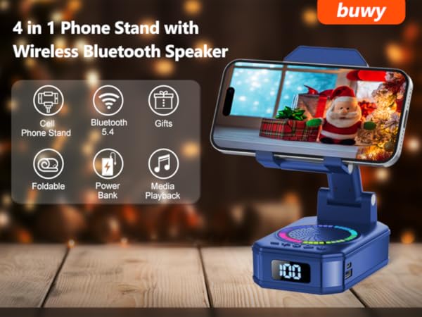 Cell Phone Stand with Wireless Bluetooth Speaker