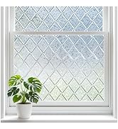 rabbitgoo Window Privacy Film Decorative Stained Glass Window Film, Sun Blocking Frosted Glass Cl...