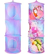 Basumee Stuffed Animal Net or Hammock 2Pcs Hanging Stuffed Animal Storage 3 Compartments Toy Net ...