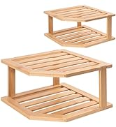 VERTORGAN Corner Shelf, Plate Organizer for Cabinet-Bamboo Corner Cabinet Shelf Organization-Suit...