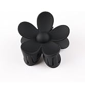1Pc Black Flower Hair Clips, Hair Claw Clips, Large Claw Clips For Women Girls Thick Hair, Big Cu...