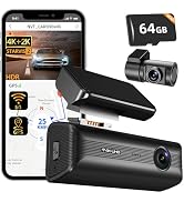 4K Dual Dash Cam Front and Rear, STARVIS 2 Sensor,5G WiFi - up to 20MB/s Fastest Download,Bulit-i...