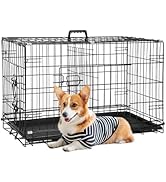 FDW 30-Inch Dog Crate Pet Cage with Metal Folding Design Plastic Tray Indoor Outdoor Dog Kennel C...