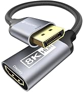 Reborn DisplayPort 1.4 to HDMI 2.1 Adapter 8K@60Hz/4K@120Hz Unidirectional DP Male to HDMI Female...