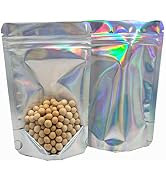 FERENLI 50 Pieces Resealable Zipper Lock Mylar Bags Clear Front Stand Up Aluminum Foil Sealable B...
