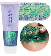 MEICOLY Chameleon Green Body Glitter,Chunky Glitter Face Paint,Color Changing Mermaid Face Glitte...