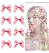 Ahoney 8pcs Red Bowknot Hair Ribbon Clips for Girls Women, 3.7" Cute Hair Bows Alligator Hair Cli...