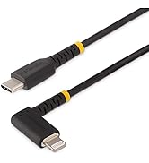 StarTech.com 6ft (2m) Durable USB-C to Lightning Cable - Right-Angled Heavy Duty USB Type-C to Li...