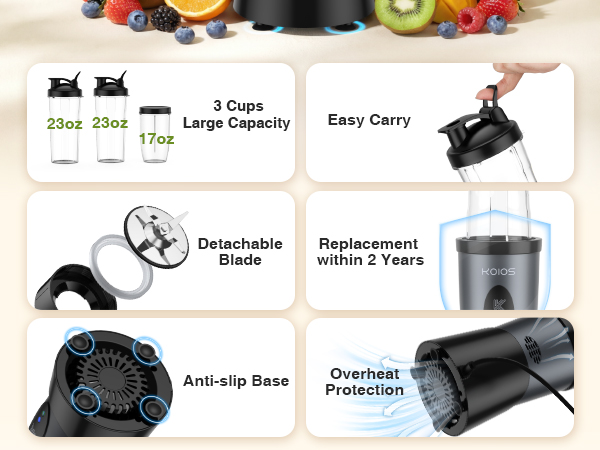 fast 23000rpm high speed personal blender for smoothies, make health drinks fastly