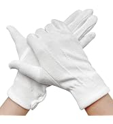 OWMOSYX 1 Pair White Cotton Parade Gloves with Snap Cuff, Non-Slip Honor Guard Gloves, Formal Tux...