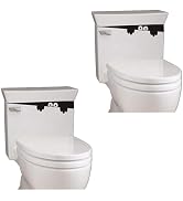 2pcs Blalck 3D Toilet Monster Funny Bathroom Seat Decor Removable Sticker Wall Art Decal Toilet L...