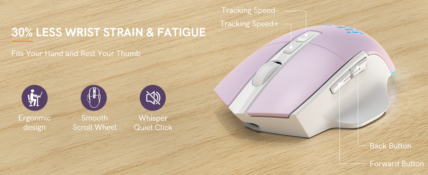 RGB ergonomic wireless mouse for laptop