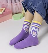 Eyean Girls Socks Little Kids Crew Cotton Youth Breathable Cute Dress Socks 6 Pairs