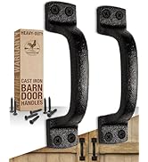 Rustic Barn Door Handles (2 Pack) Heavy Duty - Black Cast Iron Gate Handles - Shed Door or Garage...