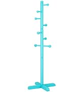Azaeahom Cross Coat Rack Freestanding Clothing Hanger Home Racks, Wooden Coat Tree Stand with 8 H...