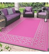 GENIMO Outdoor Rug Waterproof 6'x9' for Patio, Foldable Reversible Plastic Straw Carpet for Trave...