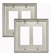 Kisrvopn Metal Outlet Covers Wall Plates, Satin Nickel Beadboard Switch Plate Cover, Receptacle L...