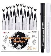 Acrylic Paint Pens Paint Markers, 20 Pack include 10 White,10 Black Colors Extra Fine Point Acryl...