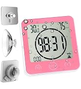 Waterproof Bathroom Wall Clock and Timer, Digital Water Resistant Hanging Timer for Shower, Large...