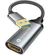 Reborn USB to HDMI Adapter, 1080P@60Hz USB 3.0/2.0 Male to HDMI Female Multi-Display Cable Conver...