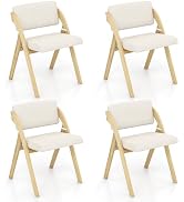 Giantex Folding Dining Chairs Set of 4, Upholstered Wooden Folding Chair 4 Pack, Portable Kitchen...