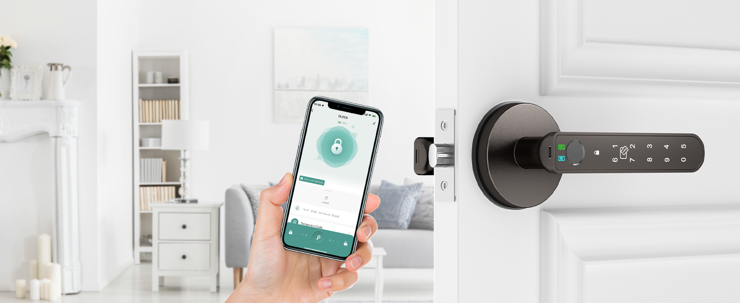 finerprint door knob app unlock Grey