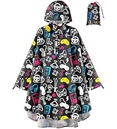 OlyPegic Kids Rain Poncho with Hooded Reusable Waterproof Lightweight Ponchos Kids Boy Girl Rainc...